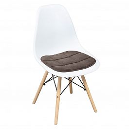 Подушка на стул, галета, велюр коричневый - Фото предпросмотра