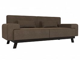 Прямой диван Мюнхен (полностью рогожка коричневая) - Фото предпросмотра