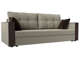 Прямой диван Валенсия Лайт (полностью рогожка Корфу 02, подушки рогожка К02/микровельвет кор) - Фото предпросмотра