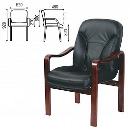 Кресло для приемных и переговорных СН-658/CH-422, кожа, черное, 6025104 - Фото предпросмотра