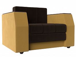 Кресло-кровать Атлантида (основа микровельвет коричневый, компаньон микровельвет желтый) - Фото предпросмотра