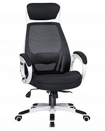 Офисное кресло для руководителей DOBRIN STEVEN WHITE (белый пластик, чёрная ткань) - Фото предпросмотра