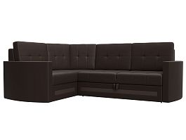 Угловой диван Белла левый (полностью экокожа коричневая) - Фото предпросмотра