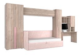 Комплект детской мебели Лайк К109 КД109Лайк.2201 дуб мария/роуз/нежно-розовый (велюр) - Фото предпросмотра