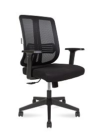 Кресло офисное Tema LB / черный пластик / черная сетка / черная ткань - Фото предпросмотра