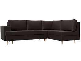Угловой диван Сильвана правый (полностью экокожа коричневая) - Фото предпросмотра