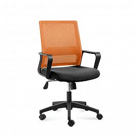 Кресло Бит LB / черный пластик / оранжевая сетка / черная ткань - Фото предпросмотра