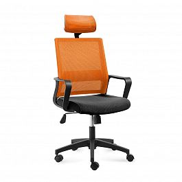 Кресло Бит / черный пластик / оранжевая сетка / черная ткань - Фото предпросмотра