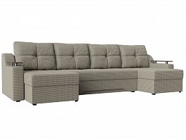 П-образный диван Сенатор (полностью рогожка Корфу 02) - Фото предпросмотра