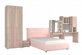 Комплект детской мебели Лайк К63 КД63Лайк.2201 дуб мария/роуз/нежно-розовый (велюр) - Фото предпросмотра