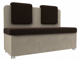 Кухонный прямой диван Маккон 2-х местный (основа микровельвет коричневый, компаньон микровельвет бежевый) - Фото предпросмотра