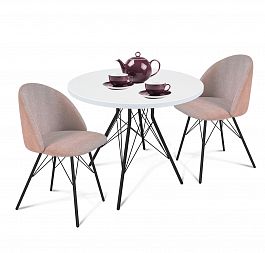 Стол со стульями Sheffilton SHT-DS69 розовый десерт/черный/белоснежная шагрен - Фото предпросмотра