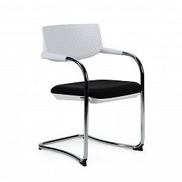 Кресло Самба white CF / хром / белый пластик / черная ткань - Фото предпросмотра