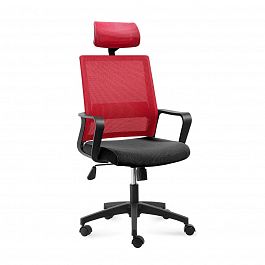 Кресло Бит / черный пластик / красная сетка / черная ткань - Фото предпросмотра