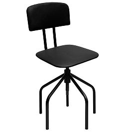 Стул кресло кассира, ресепшен РС66, на винте, без подлокотников, кожзам, черное - Фото предпросмотра