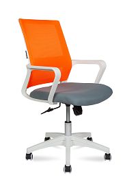 Кресло Бит LB / белый пластик / оранжевая сетка / темно серая ткань - Фото предпросмотра
