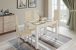 Стол обеденный нераскладной Норман (1200х800) дуб крафт белый/рисунок плитка - Фото предпросмотра