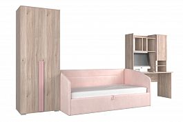 Комплект детской мебели Лайк К13 КД13Лайк.2201 дуб мария/роуз/нежно-розовый (велюр) - Фото предпросмотра