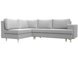 Угловой диван Сильвана левый (полностью экокожа белая) - Фото предпросмотра