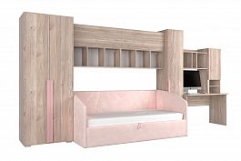 Комплект детской мебели Лайк К39 КД39Лайк.2201 дуб мария/роуз/нежно-розовый (велюр) - Фото предпросмотра