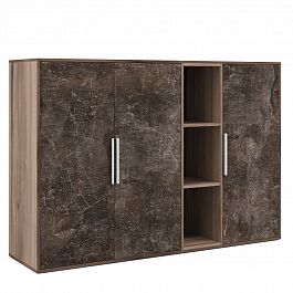 Шкаф средний 3 створки, с нишей B-tone 168,8x45x115,7 сосна бетон темный - Фото предпросмотра