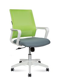 Кресло Бит LB / белый пластик / зеленая сетка / темно серая ткань - Фото предпросмотра