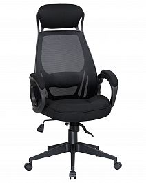 Офисное кресло для руководителей DOBRIN STEVEN BLACK (чёрный пластик, чёрная ткань) - Фото предпросмотра