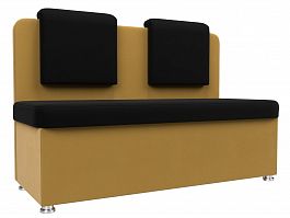 Кухонный прямой диван Маккон 2-х местный (основа микровельвет черный, компаньон микровельвет желтый) - Фото предпросмотра