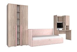 Комплект детской мебели Лайк К43 КД43Лайк.2201 дуб мария/роуз/нежно-розовый (велюр) - Фото предпросмотра