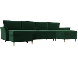 П-образный диван София (полностью велюр зеленый) - Фото предпросмотра